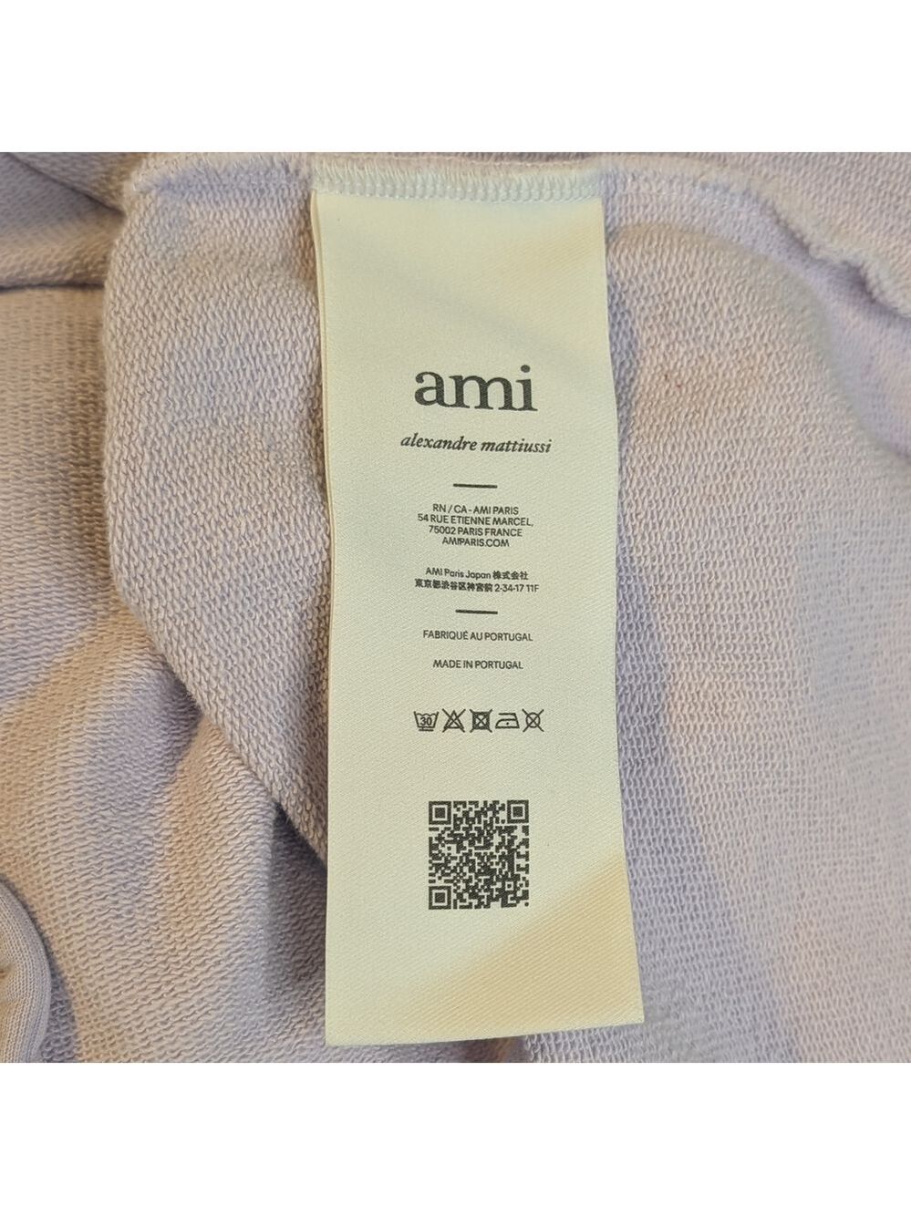 Ami Paris Ami De Cœur Cotton Sweatshirt Lilac Drawstring Waist - Picture 8 of 11